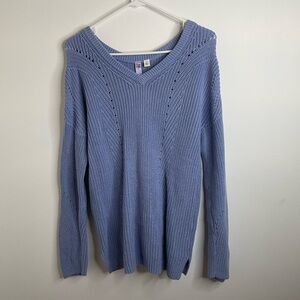 Alya Light Blue chunk Knit V-Neck Sweater size small